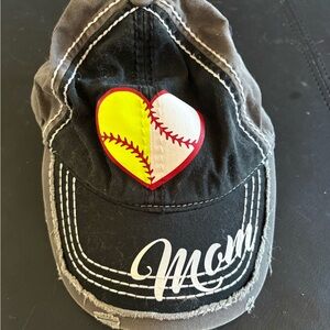 Black Baseball/softball Mom Cap with Heart Patch